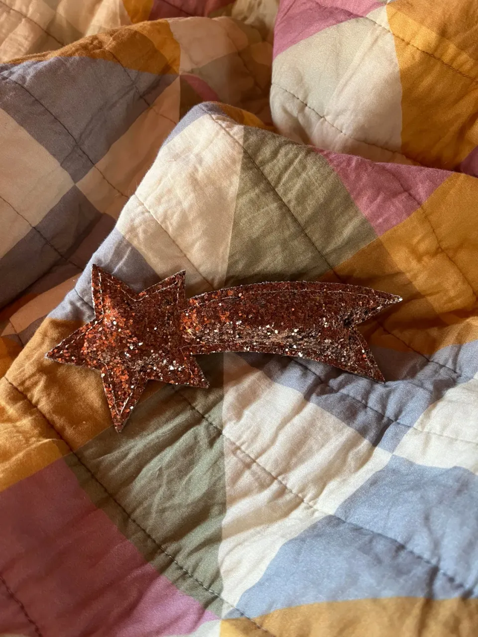 Vallende ster hanger stof glitter 7x12 cm