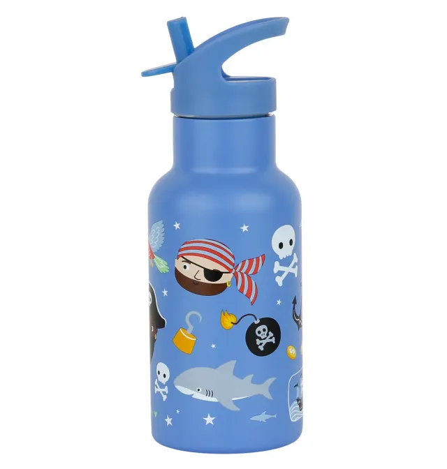 A Little Lovely Company Piraten RVS drinkfles 350 ml blauw