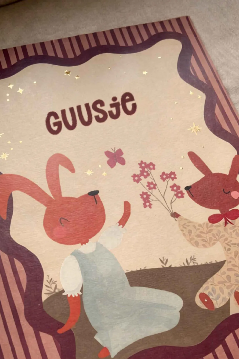 Lori & Cookie Kidsdeco Konijntjes poster goudfolie gepersonaliseerd 21x30