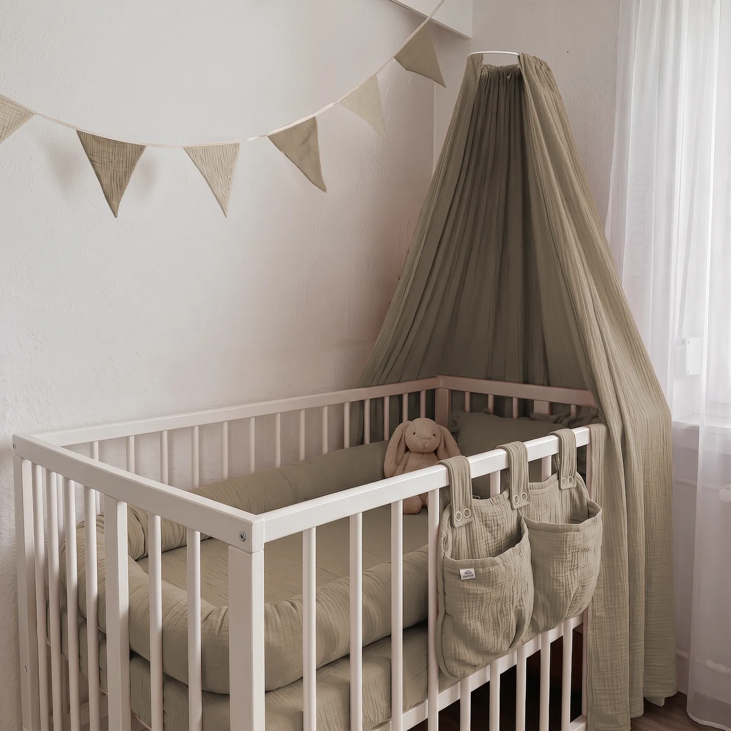 Lilimaus Babybett Set babyset 6-delig muslin met laken