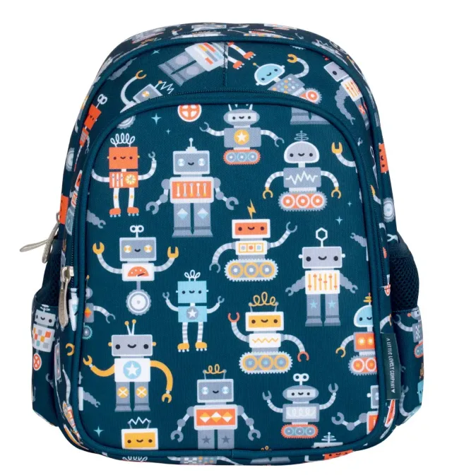 A Little Lovely Company Robots rugzak kind gevoerd blauw