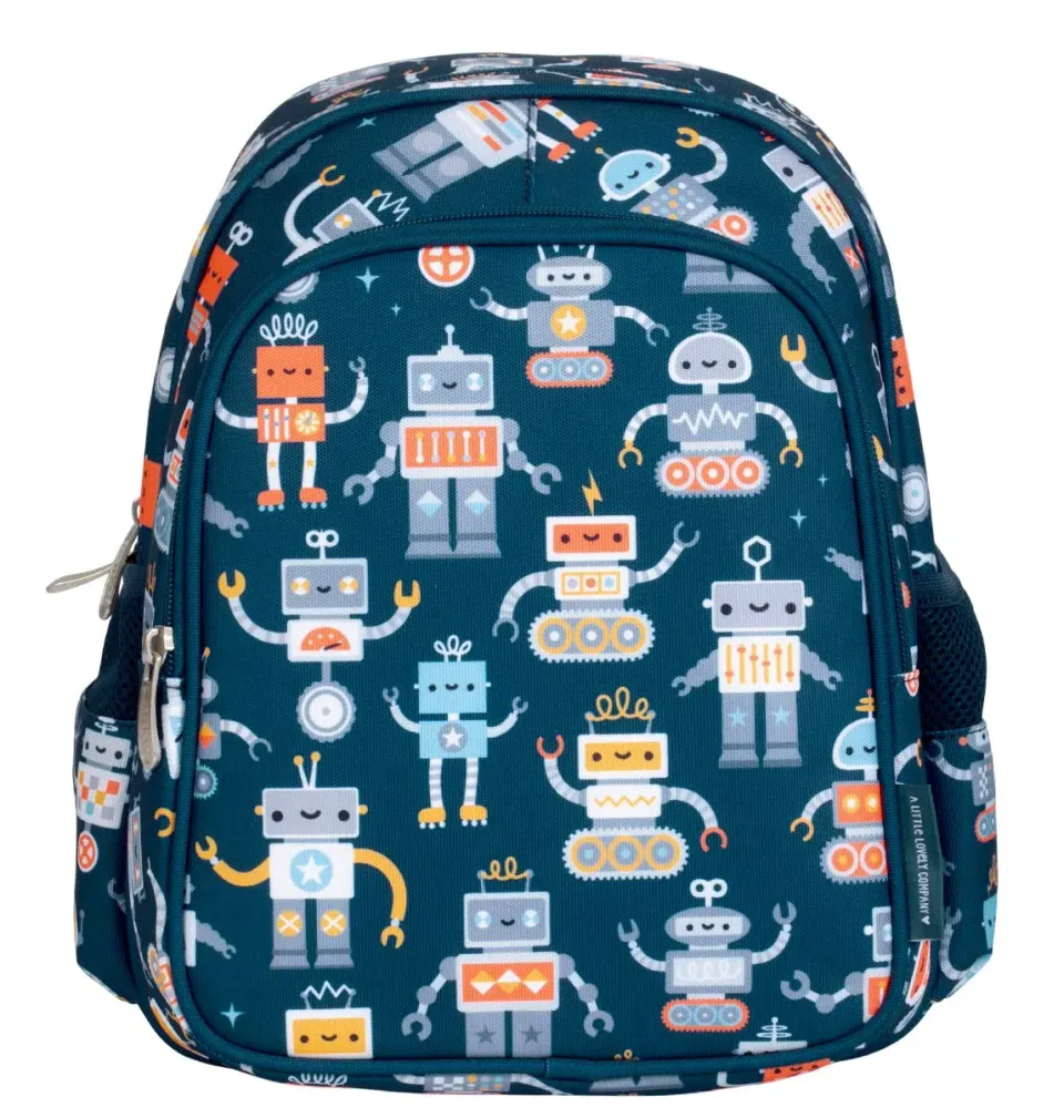 A Little Lovely Company Robots rugzak kind gevoerd blauw