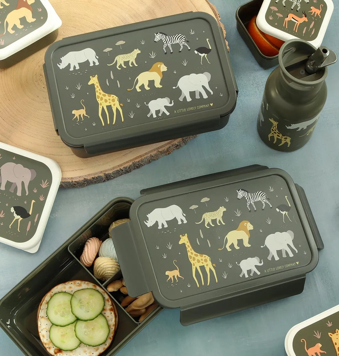 A Little Lovely Company Savanne Bento Lunchbox Grijs