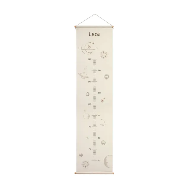 Little Amour Ruimte groeimeter naturel 130 cm gepersonaliseerd
