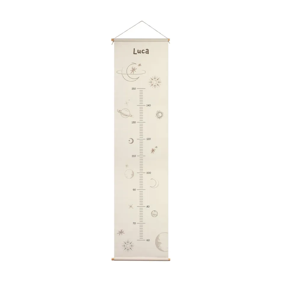 Little Amour Ruimte groeimeter naturel 130 cm gepersonaliseerd
