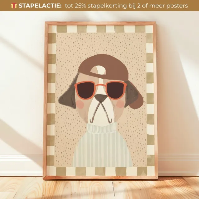 Lori & Cookie Kidsdeco Mr. Dog poster 21x30cm olijfgroen