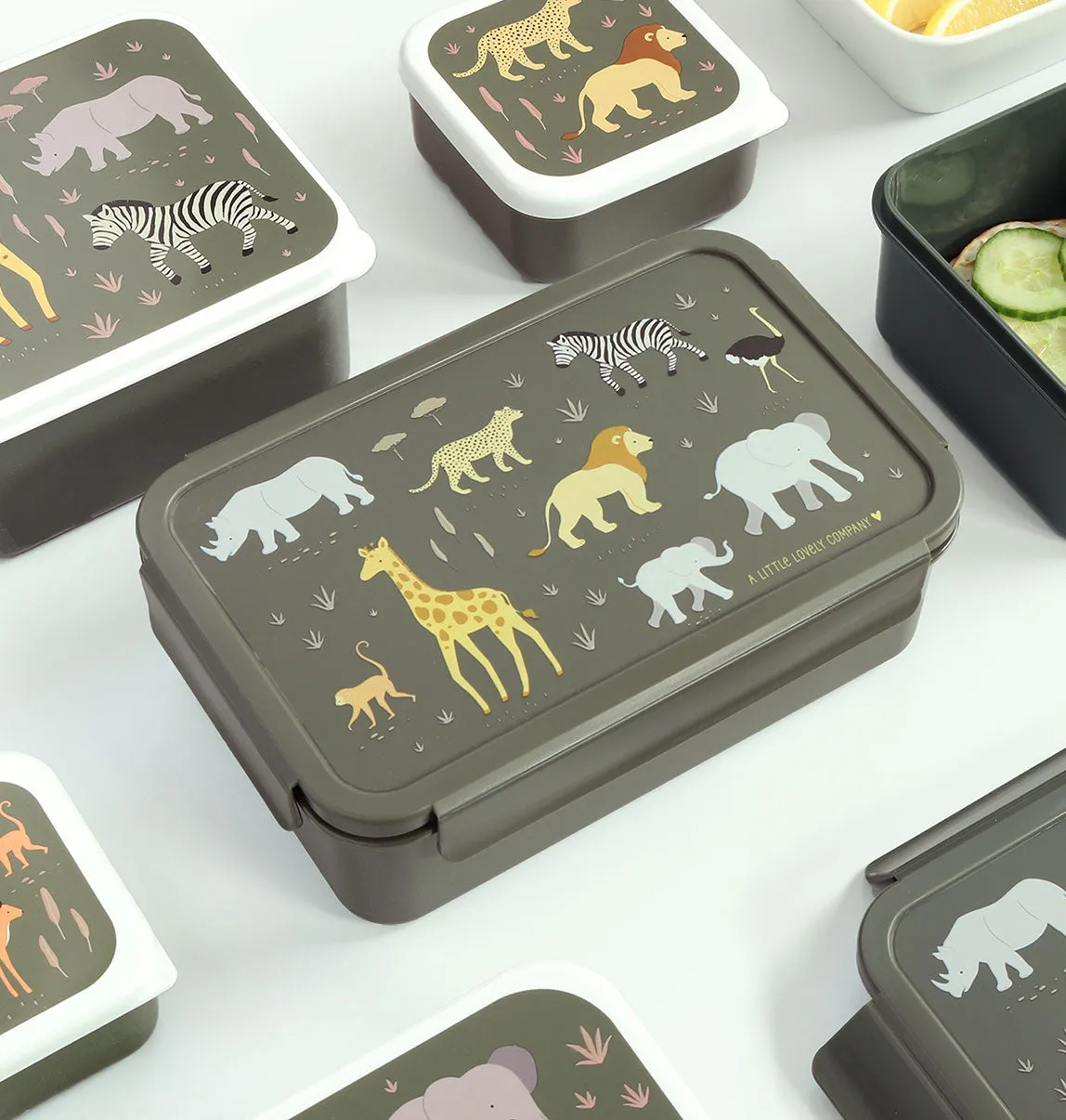 A Little Lovely Company Savanne Bento Lunchbox Grijs