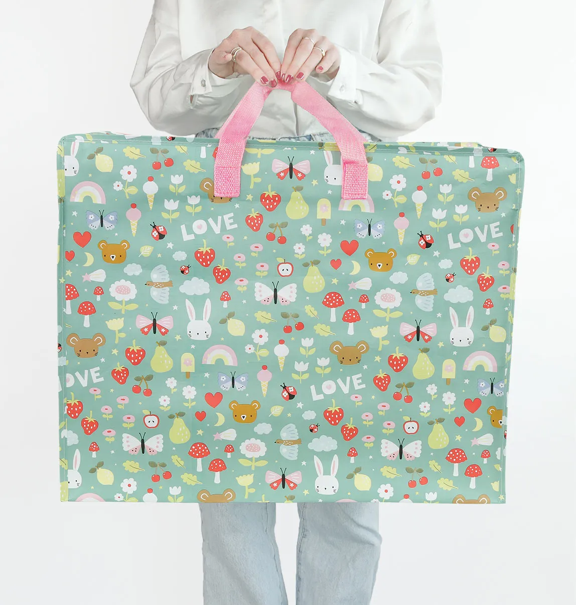 A Little Lovely Company Joy XL opbergtas mintgroen gerecycled