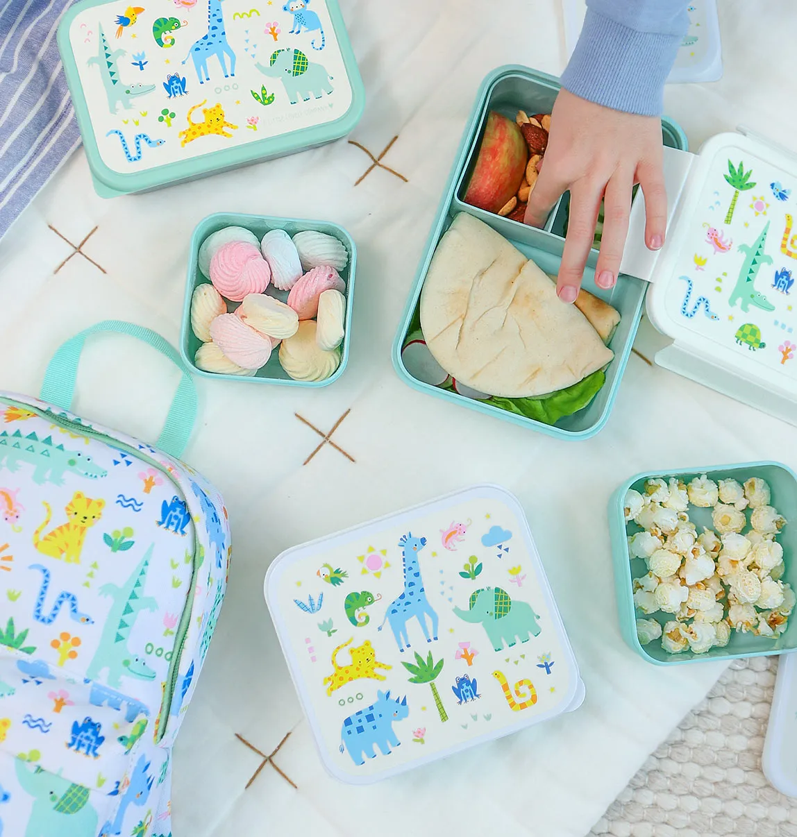 A Little Lovely Company Jungle lunch snackbox set 4-delig