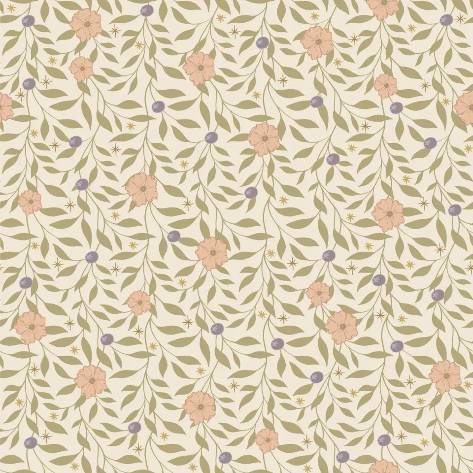 Little Amour Blossom Vines Lilac kinderbehang 1 rol