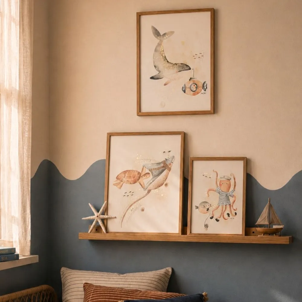 Lori & Cookie Kidsdeco Wally Walvis poster A4 goudfolie