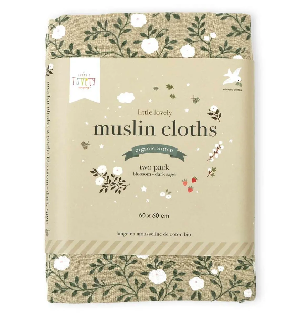 A Little Lovely Company Bloesem Hydrofiele Doek 2-pack Salie