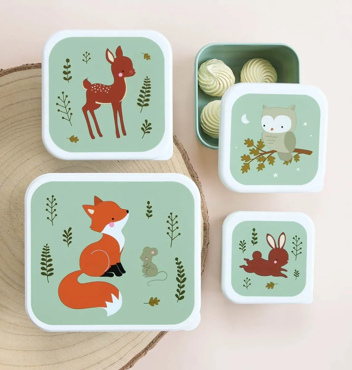A Little Lovely Company Bosvriendjes lunchbox set 4 stuks