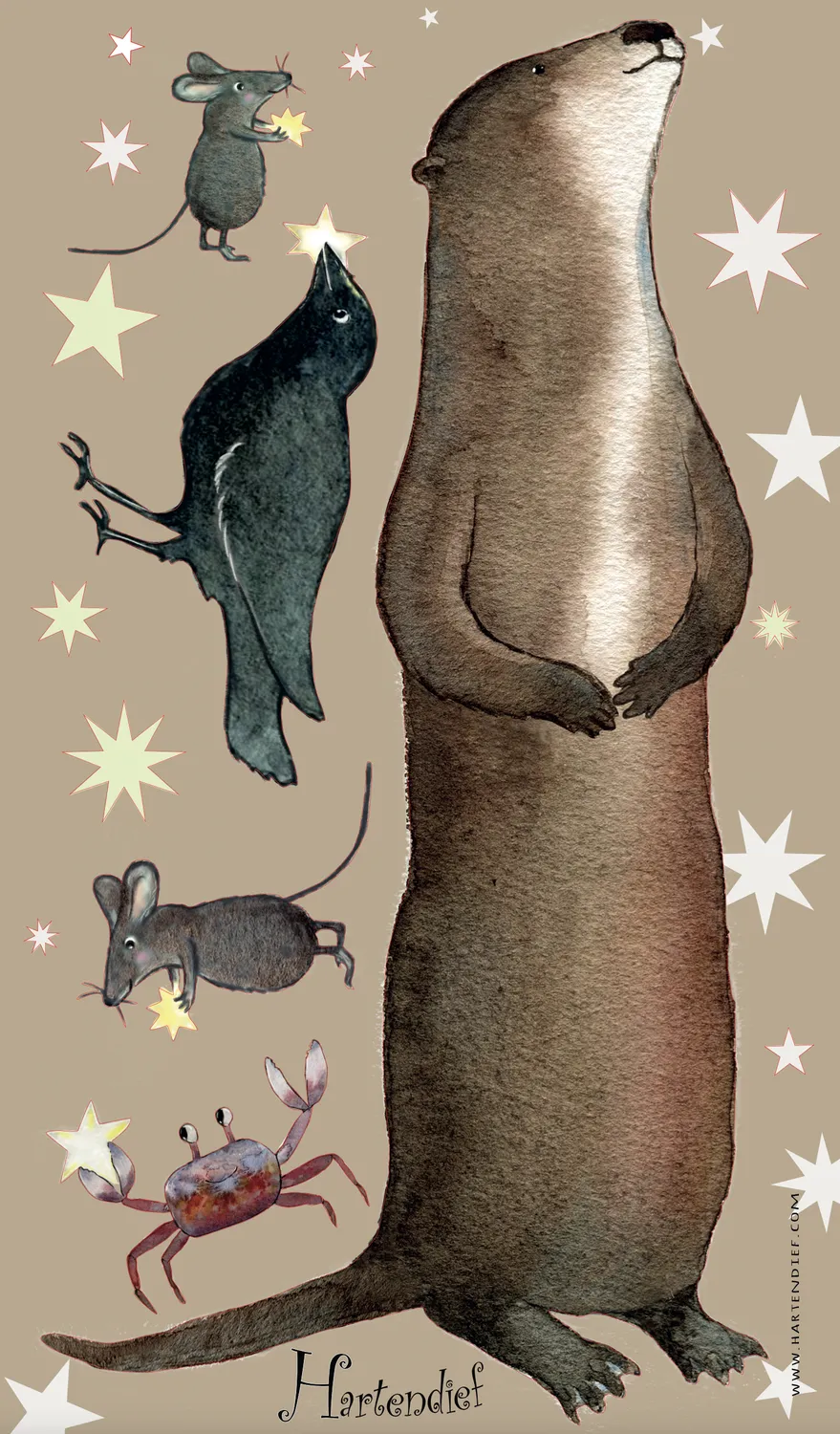 Hartendief Otter & vrienden muursticker 45x75cm