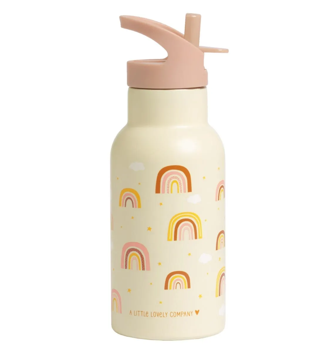 A Little Lovely Company Regenbogen RVS drinkfles 350 ml geel