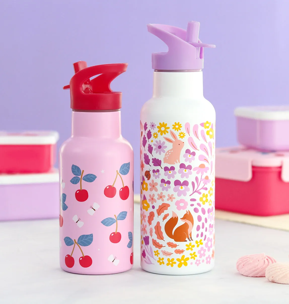 A Little Lovely Company Kersen rvs drinkfles 350 ml