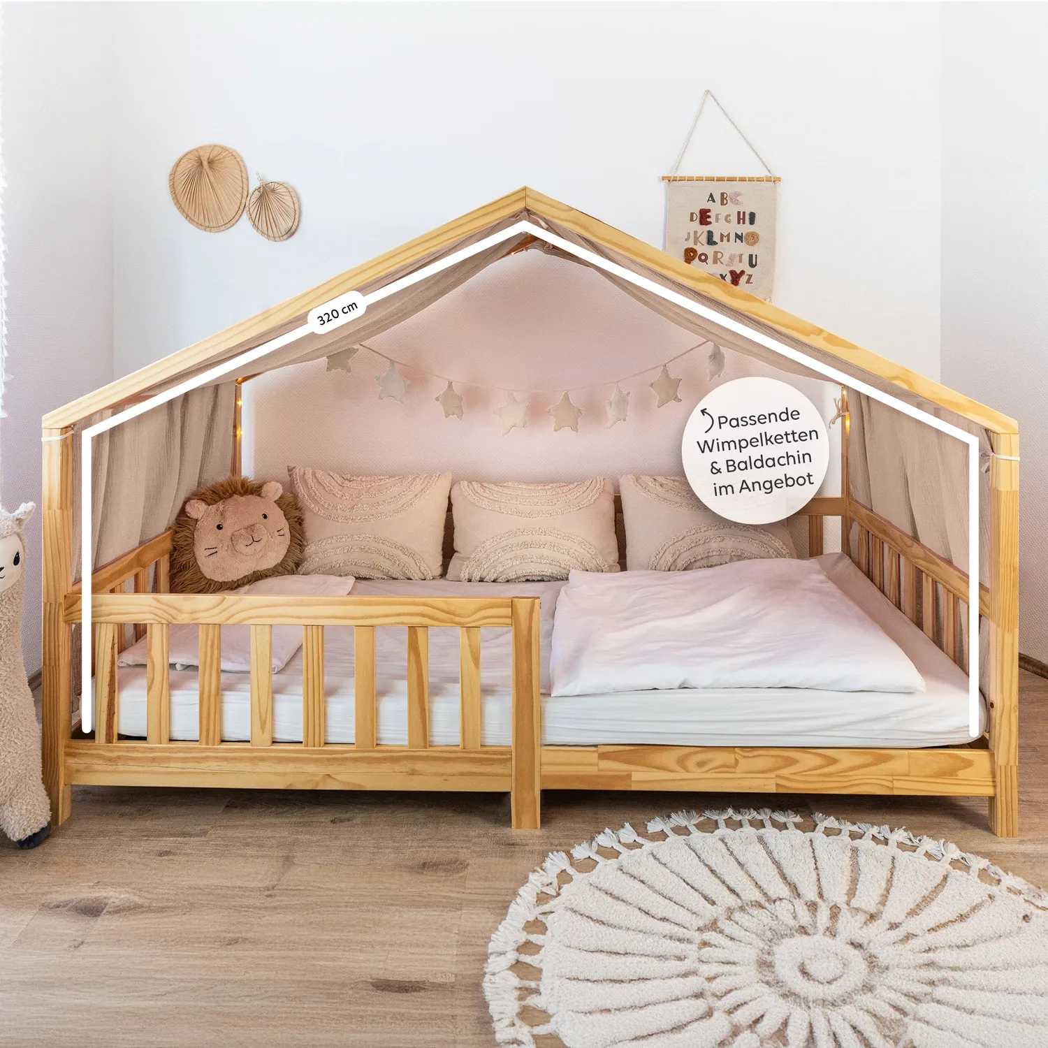 Lilimaus Hausbett Himmel Musselin bedhemel 90x200 beige