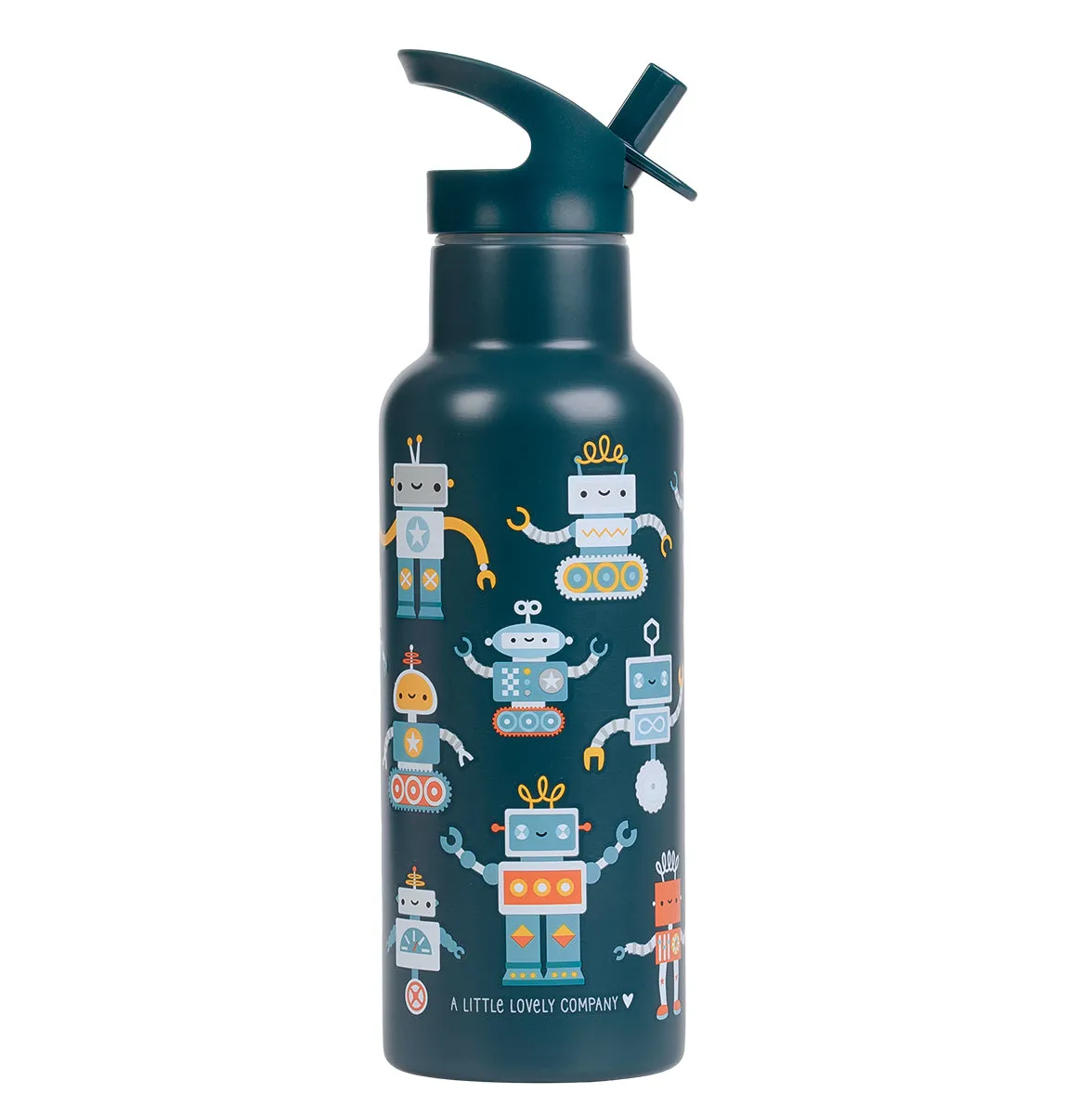 A Little Lovely Company Robots XL rvs drinkfles 500 ml