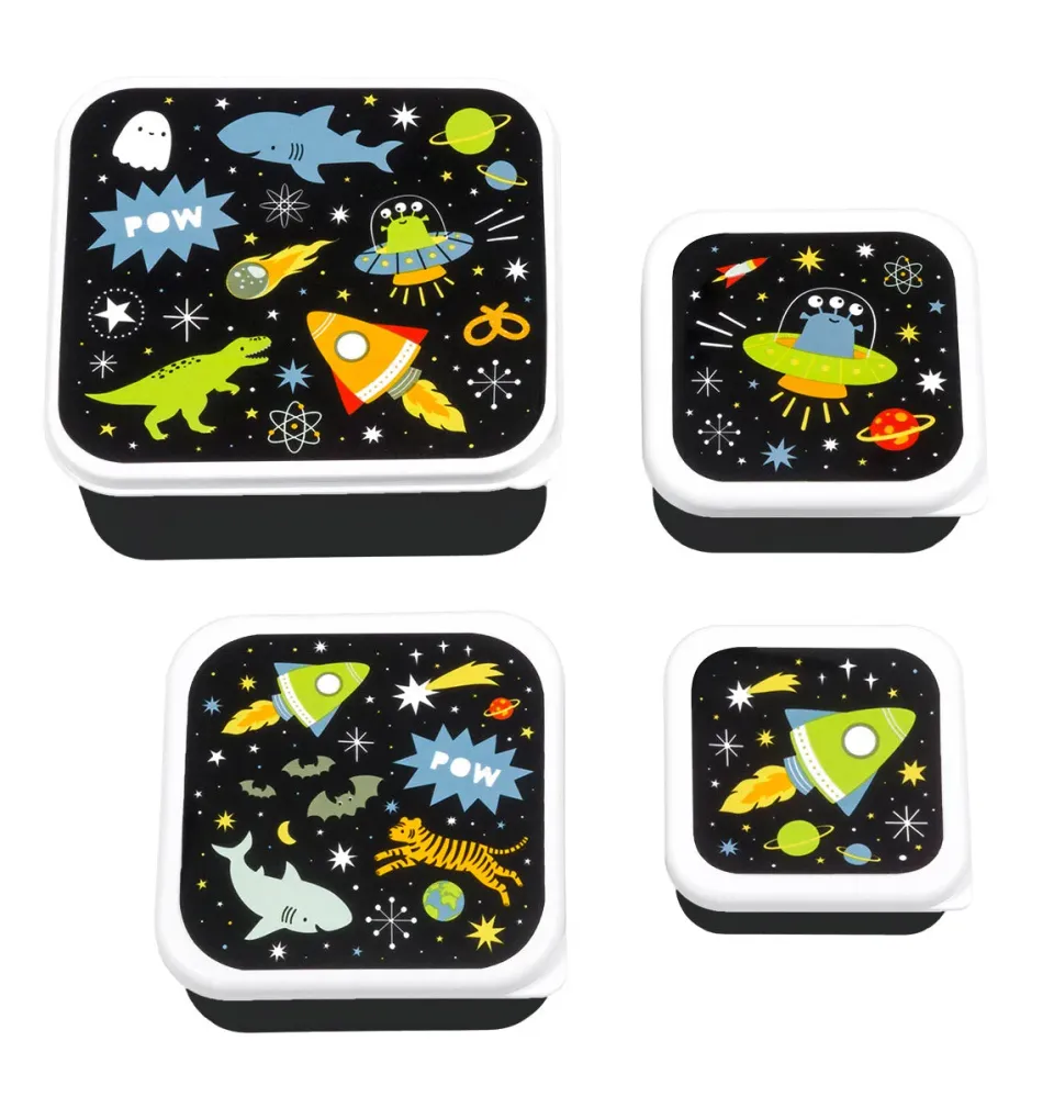 A Little Lovely Company lunchbox set galaxy 4-delig zwart