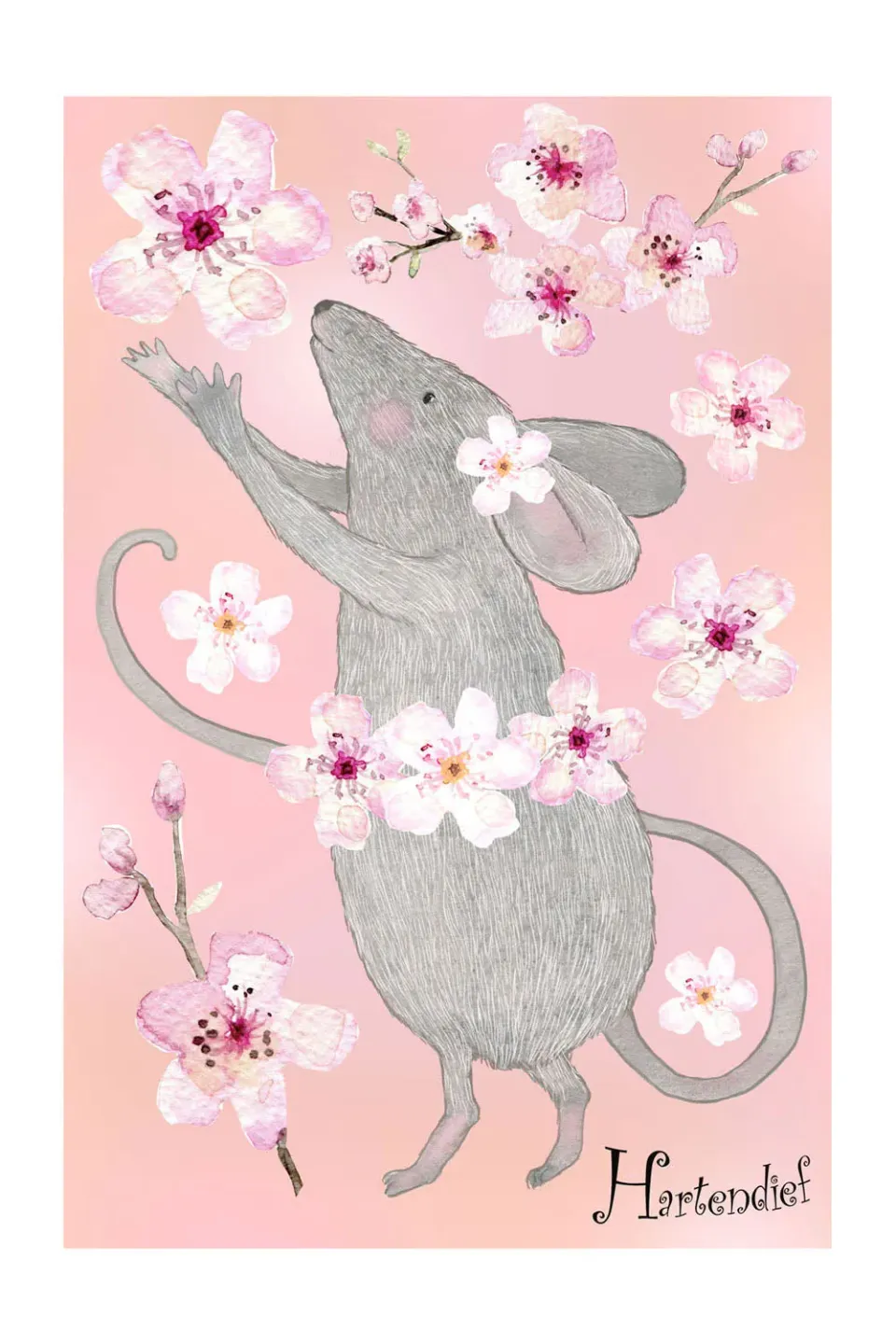 Hartendief Kleine Muis muursticker 32x46 cm herplaatsbaar