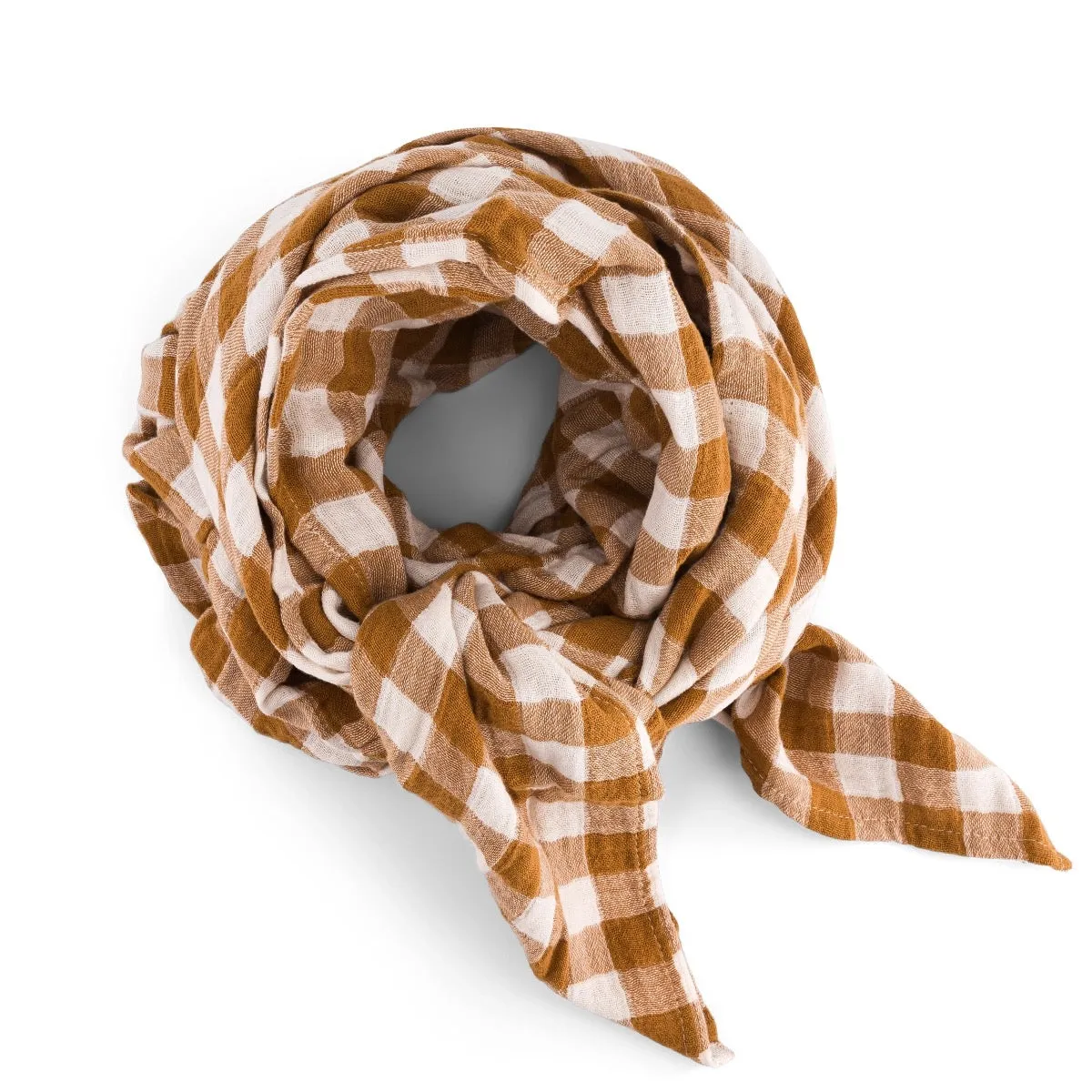 Musje Amsterdam Vichy wikkeldoek Caramel 110x110 katoen