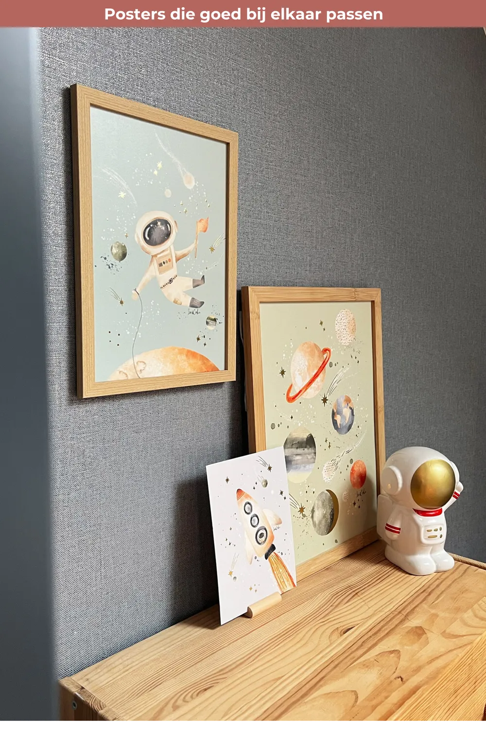 Lori & Cookie Raket poster 15x21 cm goudfolie