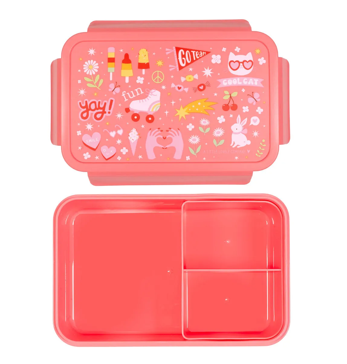 A Little Lovely Company Fun bento lunchbox koraalroze vakken