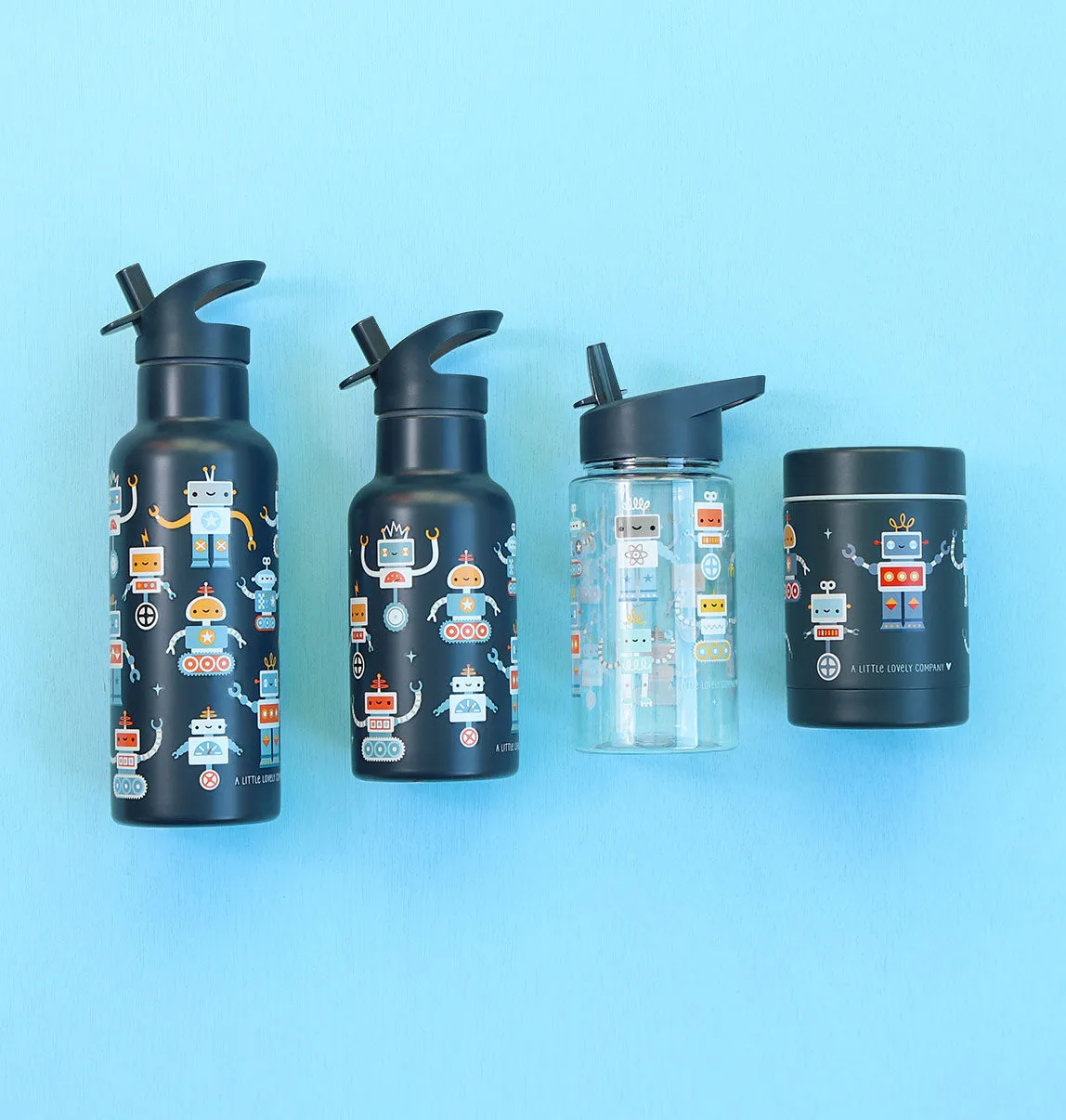 A Little Lovely Company Robots XL rvs drinkfles 500 ml