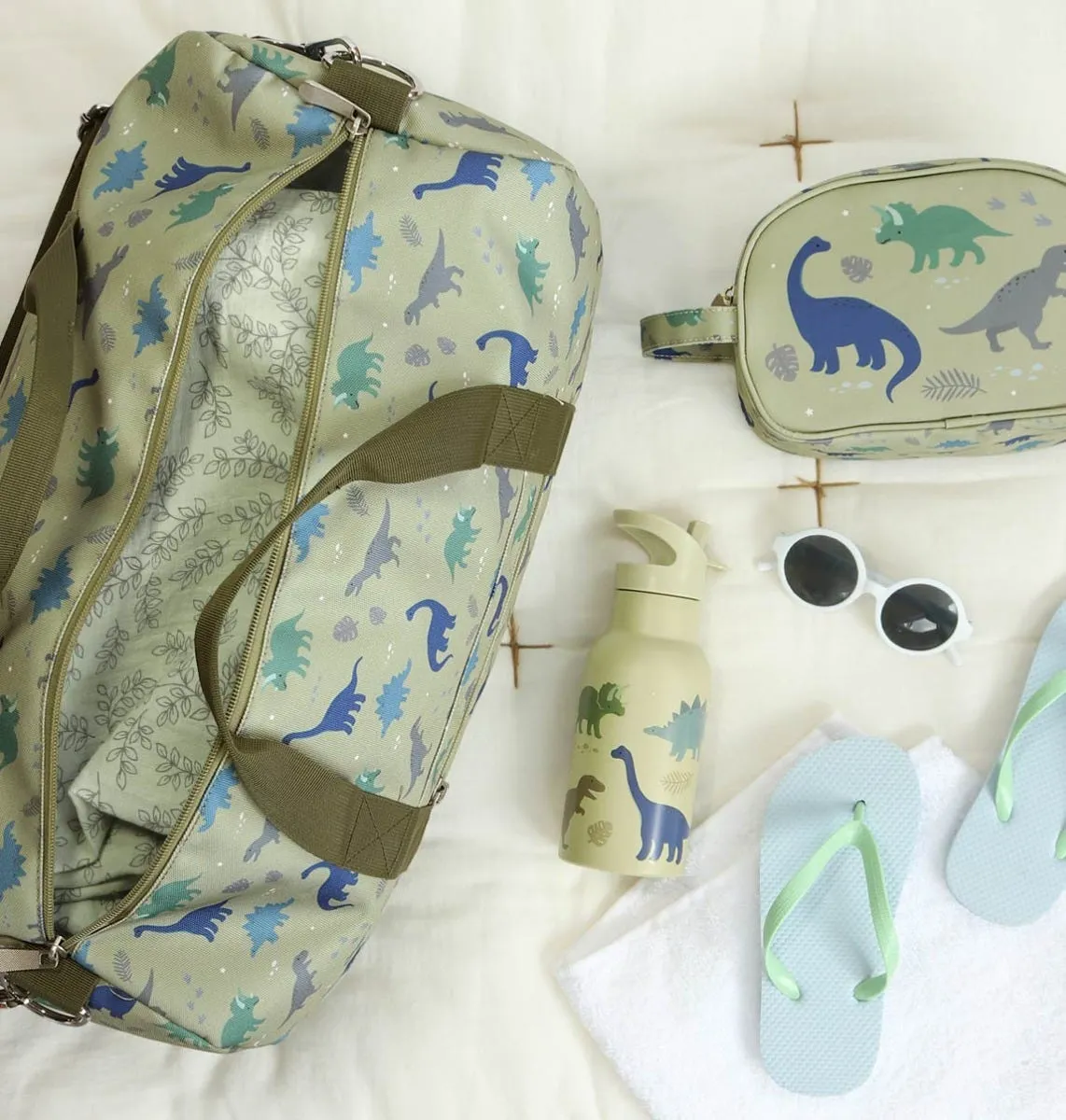 A Little Lovely Company Dinosaurussen weekendtas groen handbagage