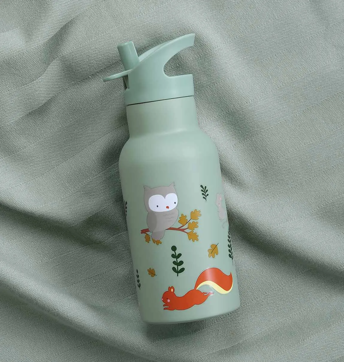 A Little Lovely Company Bosvriendjes RVS drinkfles 350 ml mintgroen