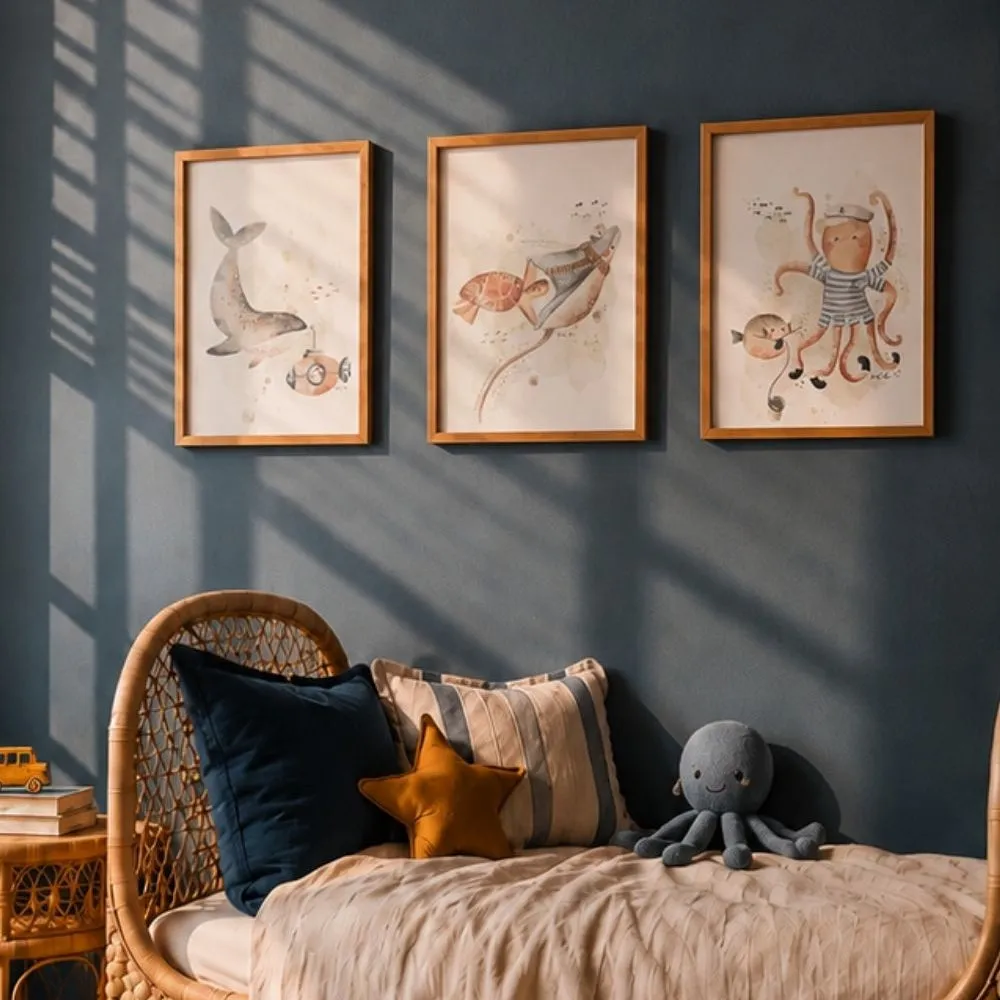 Lori & Cookie Kidsdeco Wally Walvis poster A4 goudfolie