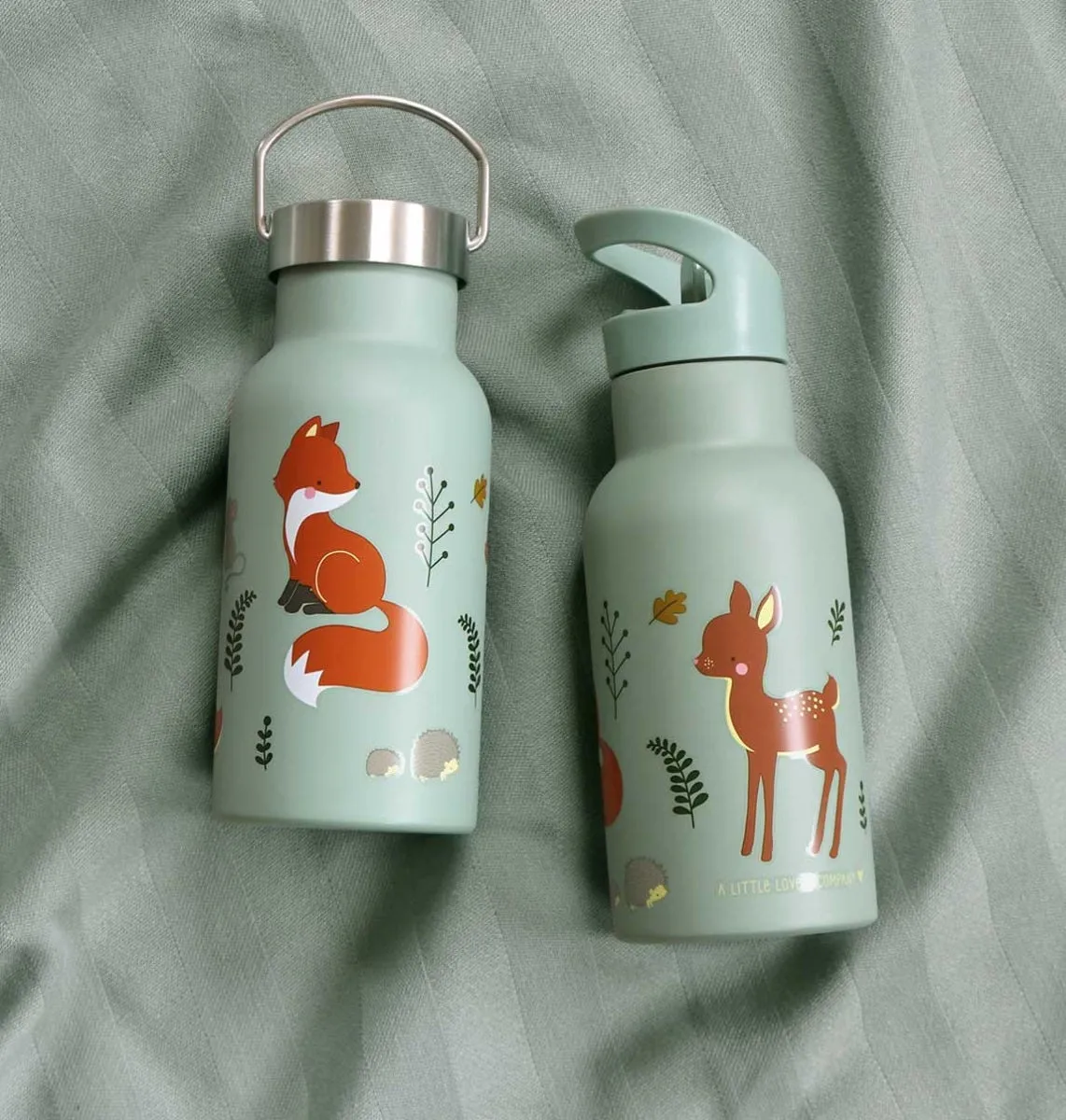 A Little Lovely Company Bosvriendjes RVS drinkfles 350 ml mintgroen