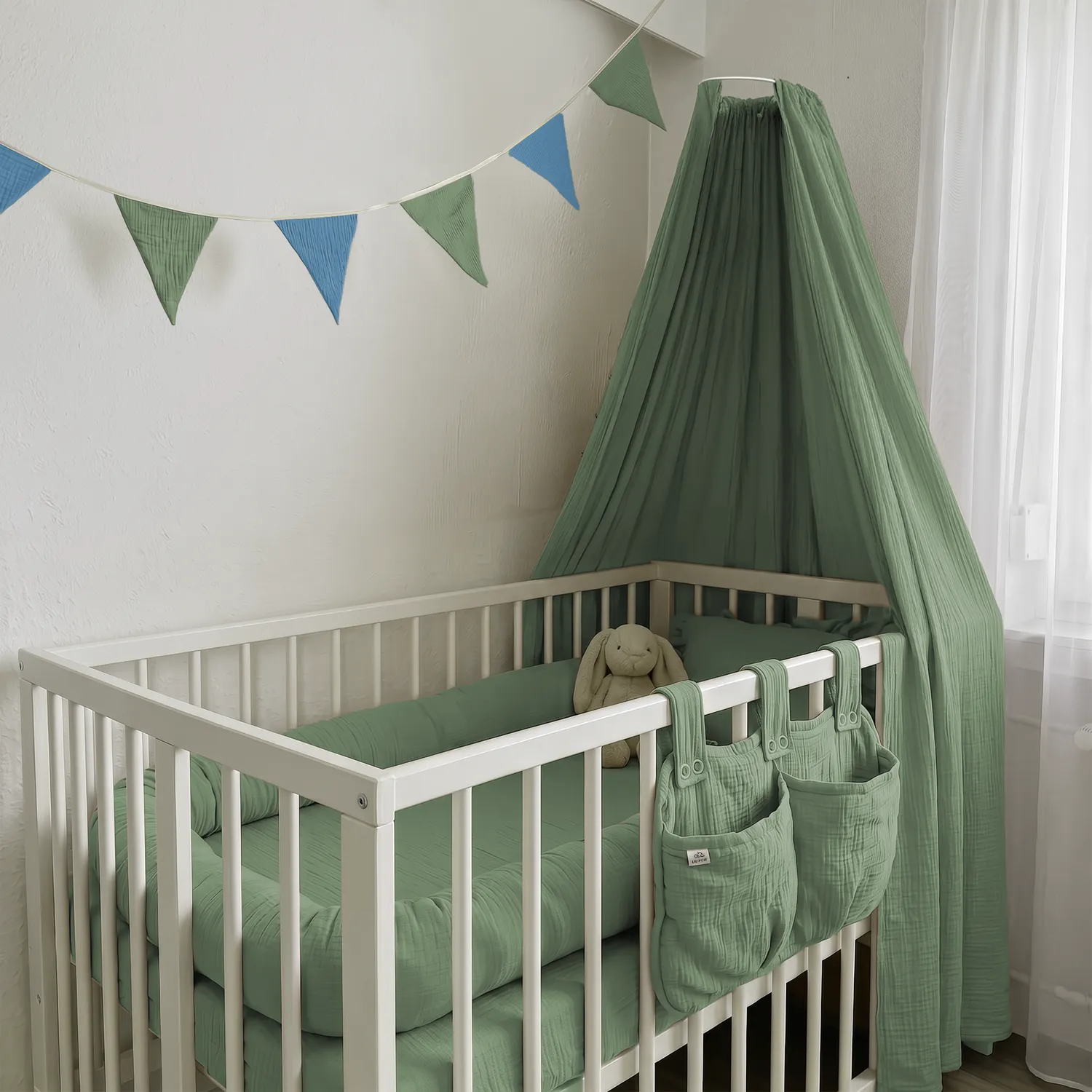 Lilimaus Babybett Set babyset 6-delig muslin met laken