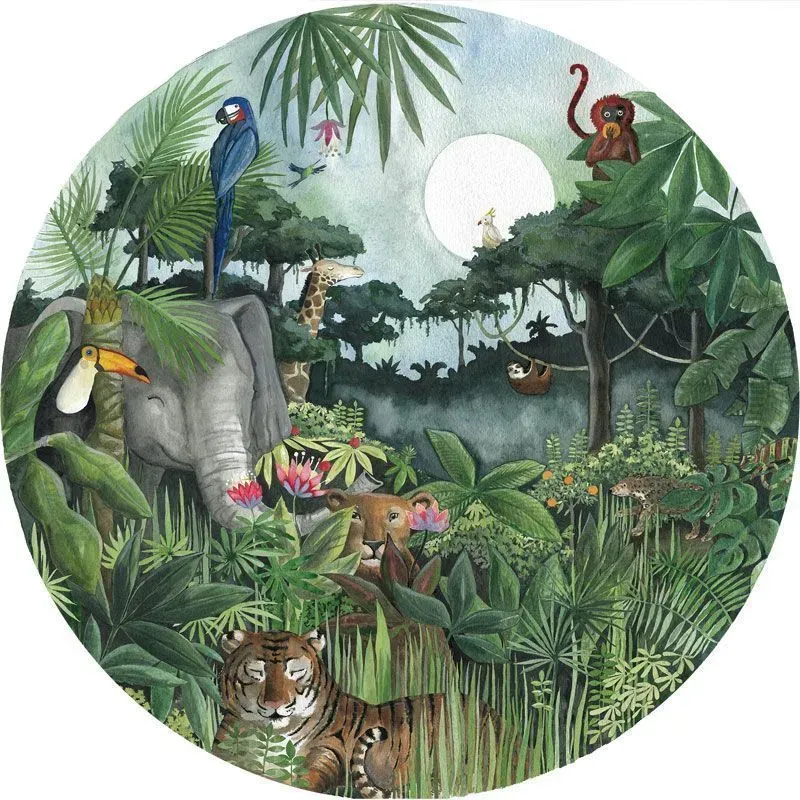 Hartendief Jungle behangcirkel 190 cm vliesbehang PVC-vrij