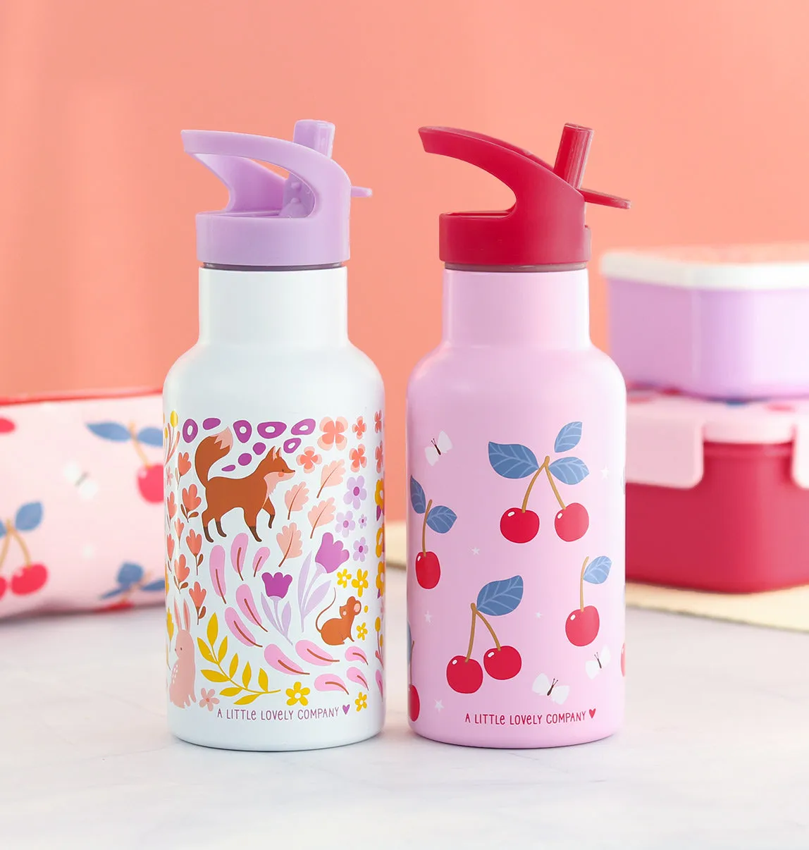 A Little Lovely Company Bloementuin RVS drinkfles 350 ml