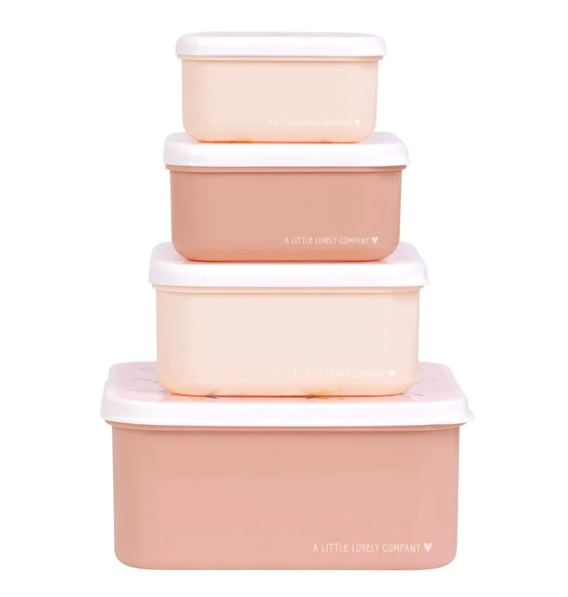 A Little Lovely Company Vlinders lunchbox set 4 stuks roze