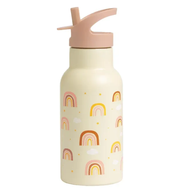 A Little Lovely Company Regenbogen RVS drinkfles 350 ml geel
