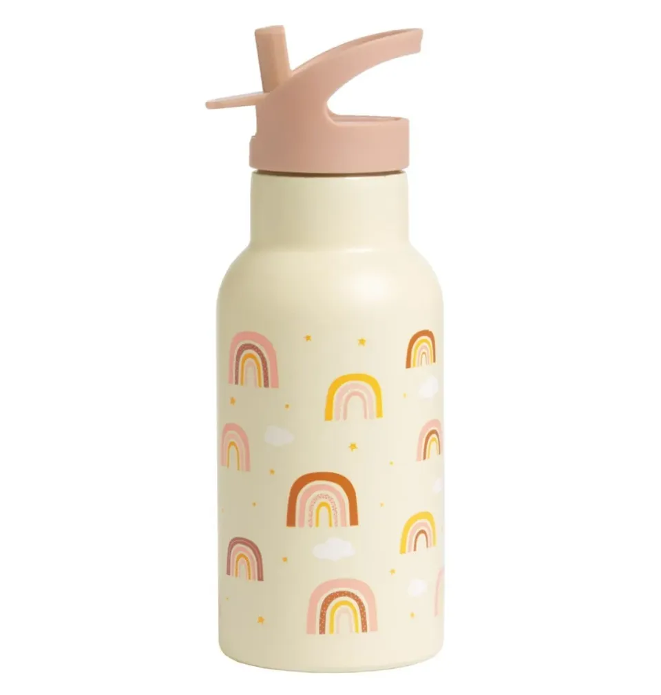 A Little Lovely Company Regenbogen RVS drinkfles 350 ml geel