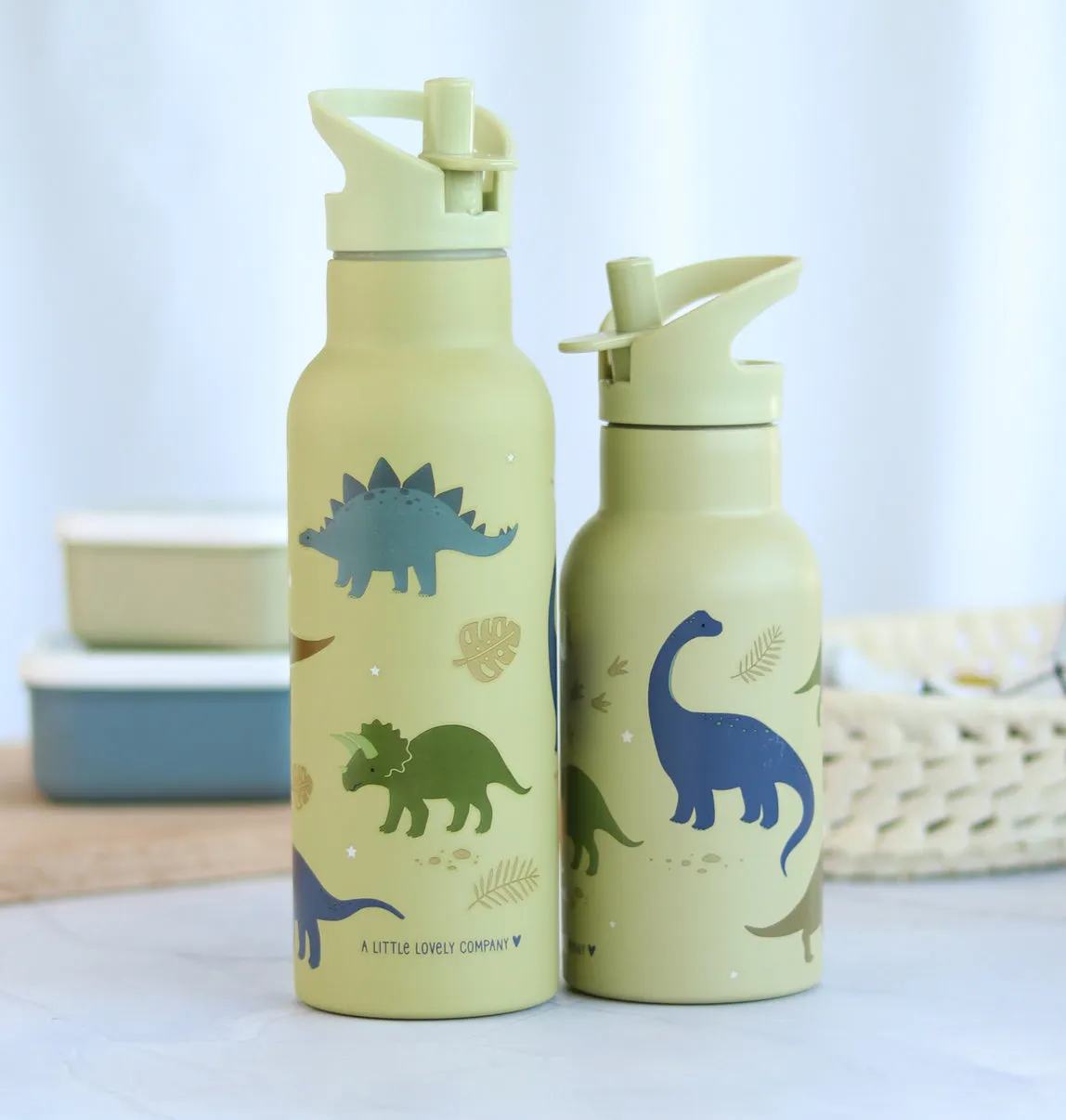 A Little Lovely Company Dinosaurussen XL RVS drinkfles 500 ml
