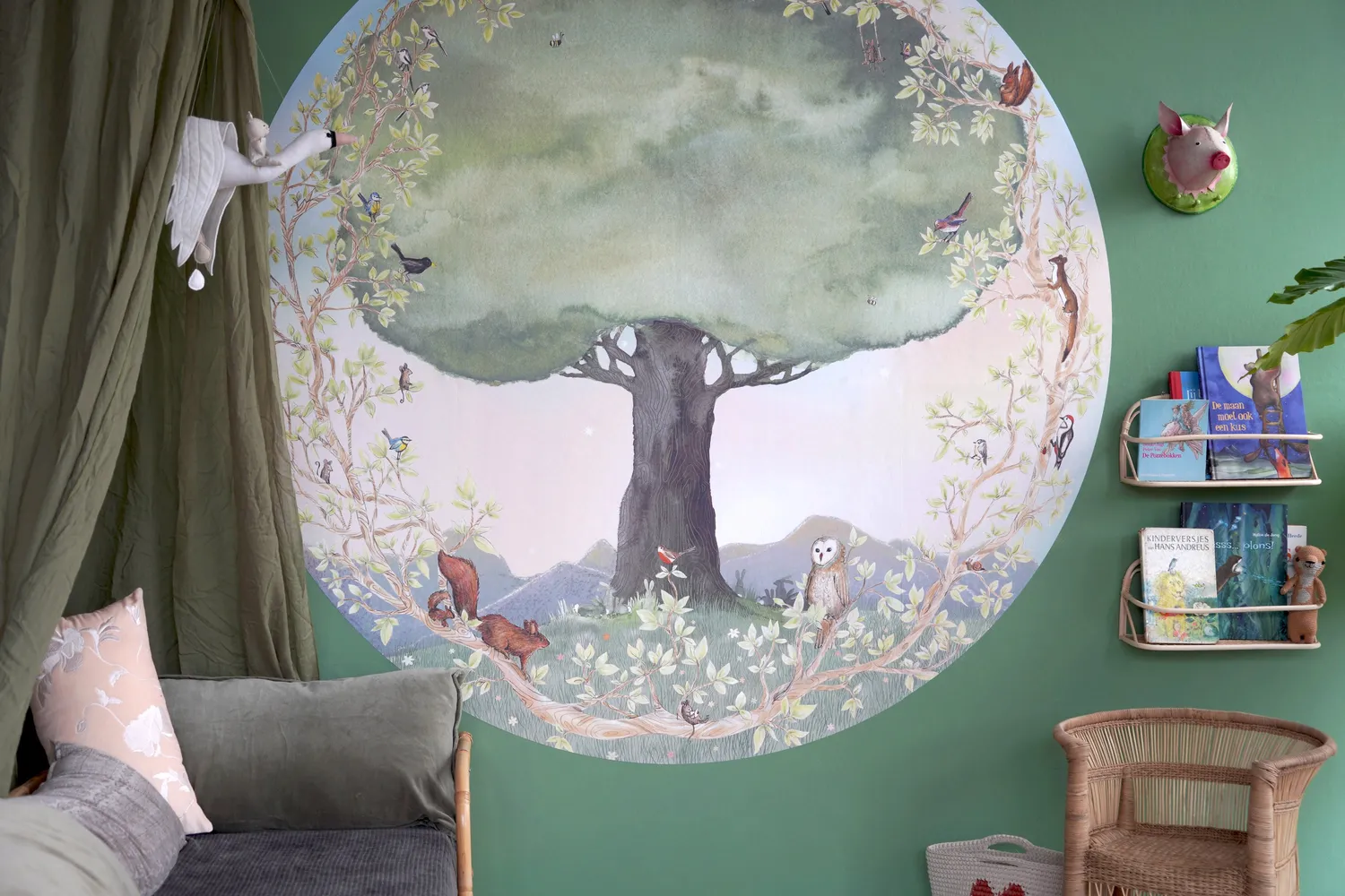 Hartendief Lenteboom behangcirkel L 190 cm vliesbehang