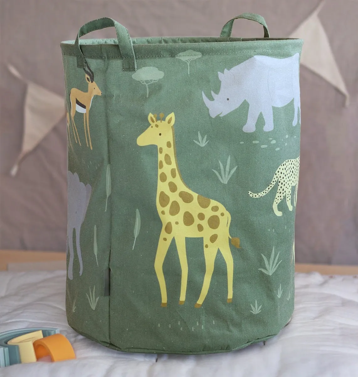 A Little Lovely Company Savanne opbergmand groen katoen groot