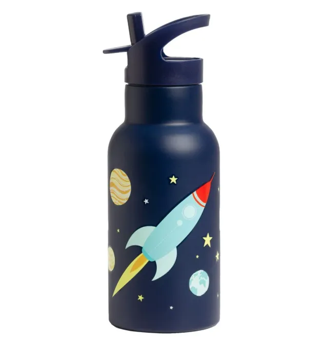 A Little Lovely Company Ruimte RVS drinkfles 350 ml donkerblauw