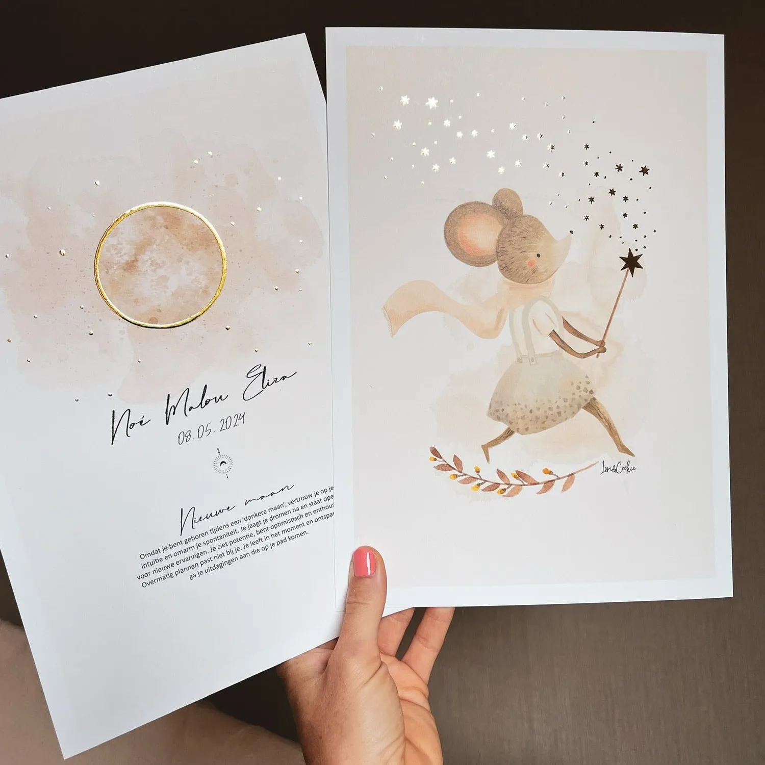 Lori & Cookie Kidsdeco Maggie Muis poster A3 goudfolie 30x40cm