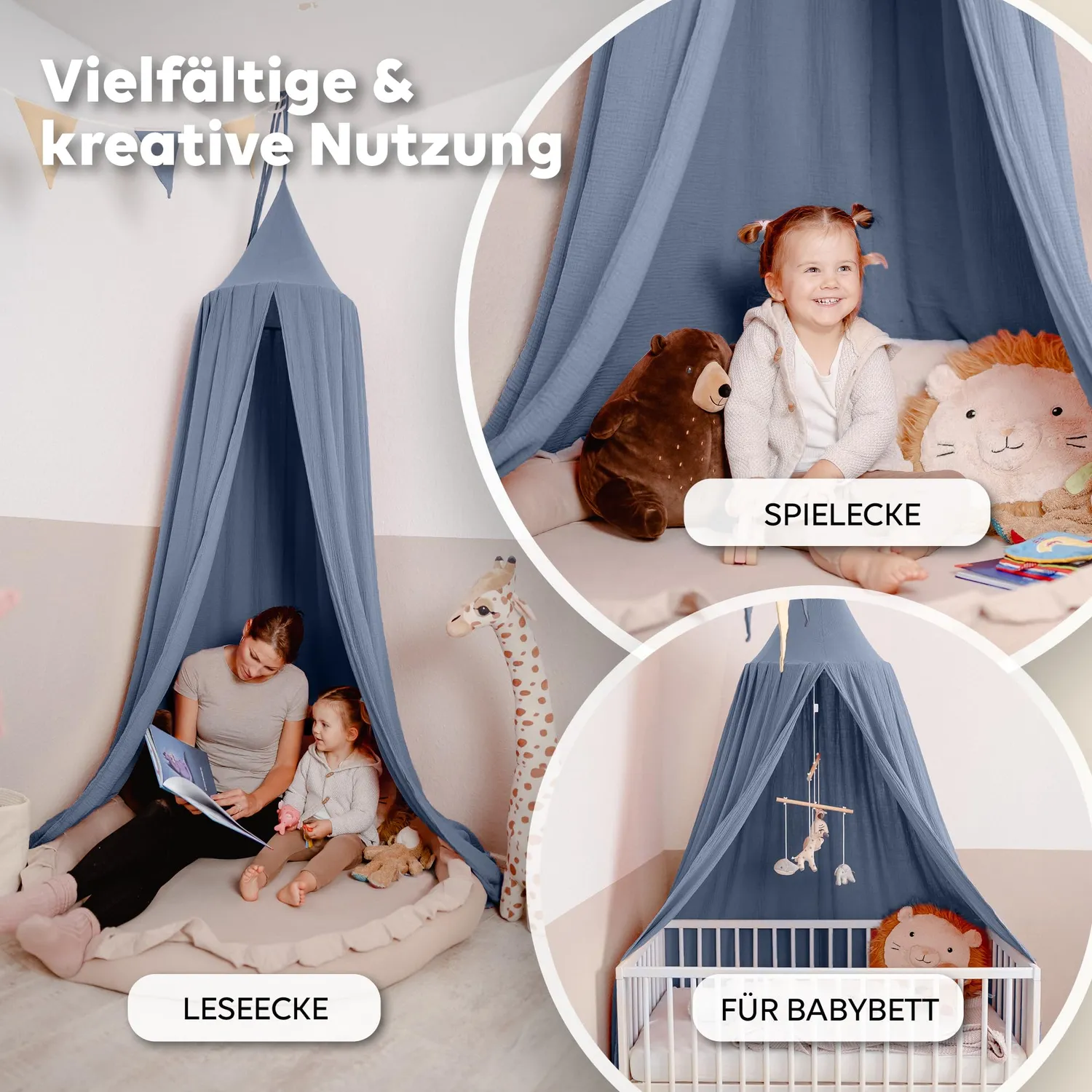 Lilimaus Baldachin Musselin baldakijn creme met haken