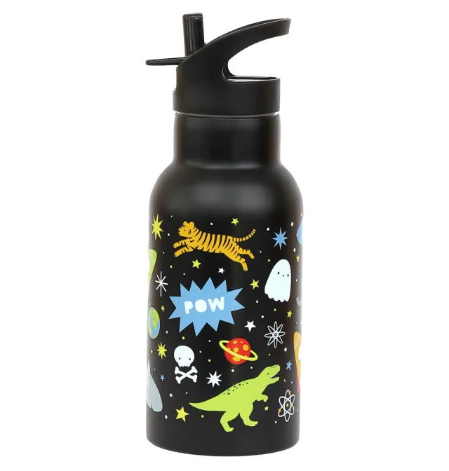 A Little Lovely Company Galaxy RVS drinkfles 350 ml zwart