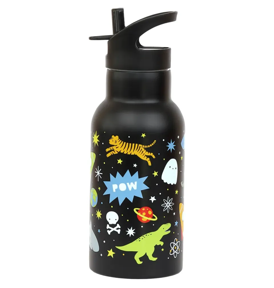 A Little Lovely Company Galaxy RVS drinkfles 350 ml zwart