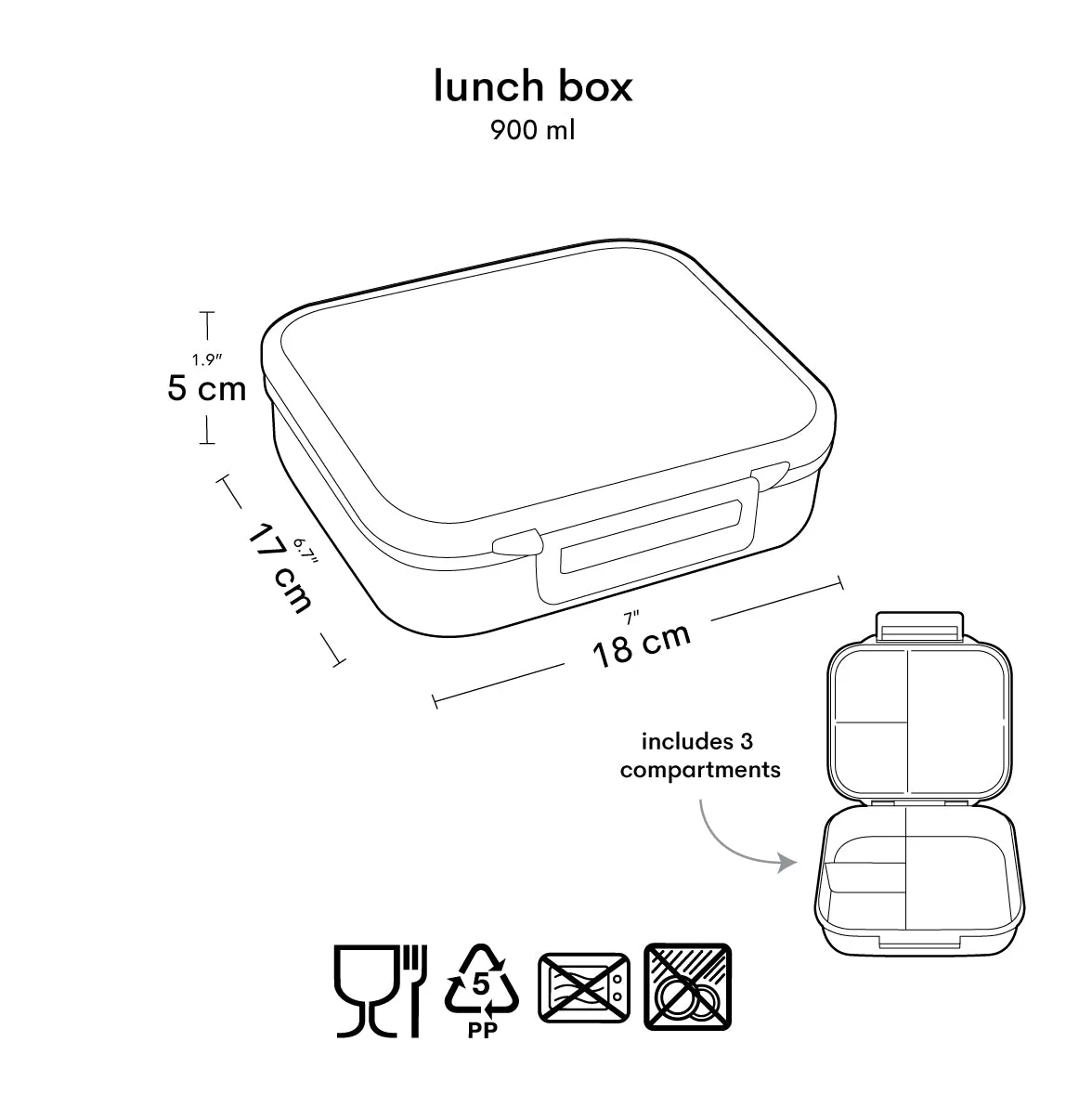 A Little Lovely Company Lunchbox Vrolijke Kersen 3-vaks