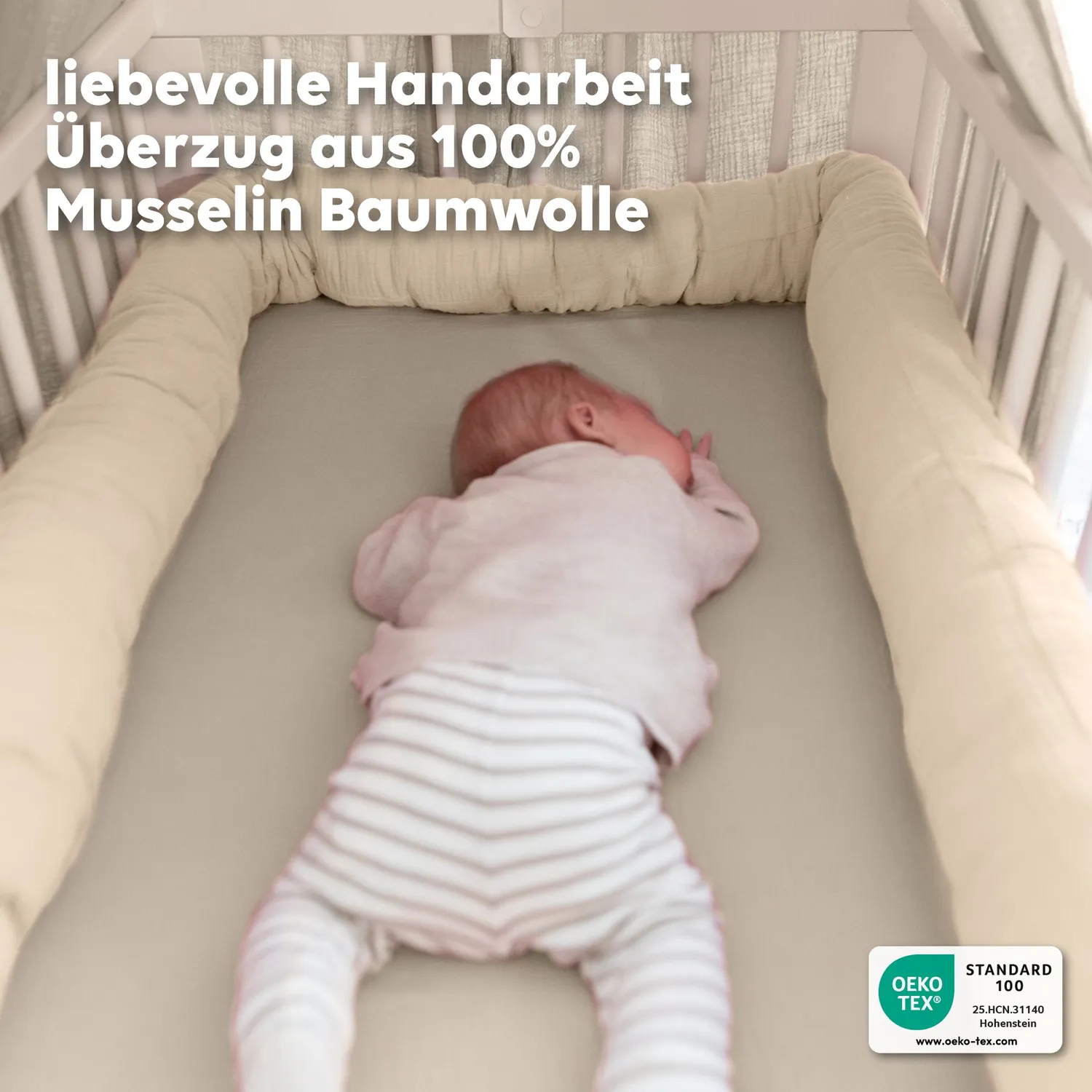 Lilimaus Bettschlange Bedslang Mousseline Eucalyptus 200cm