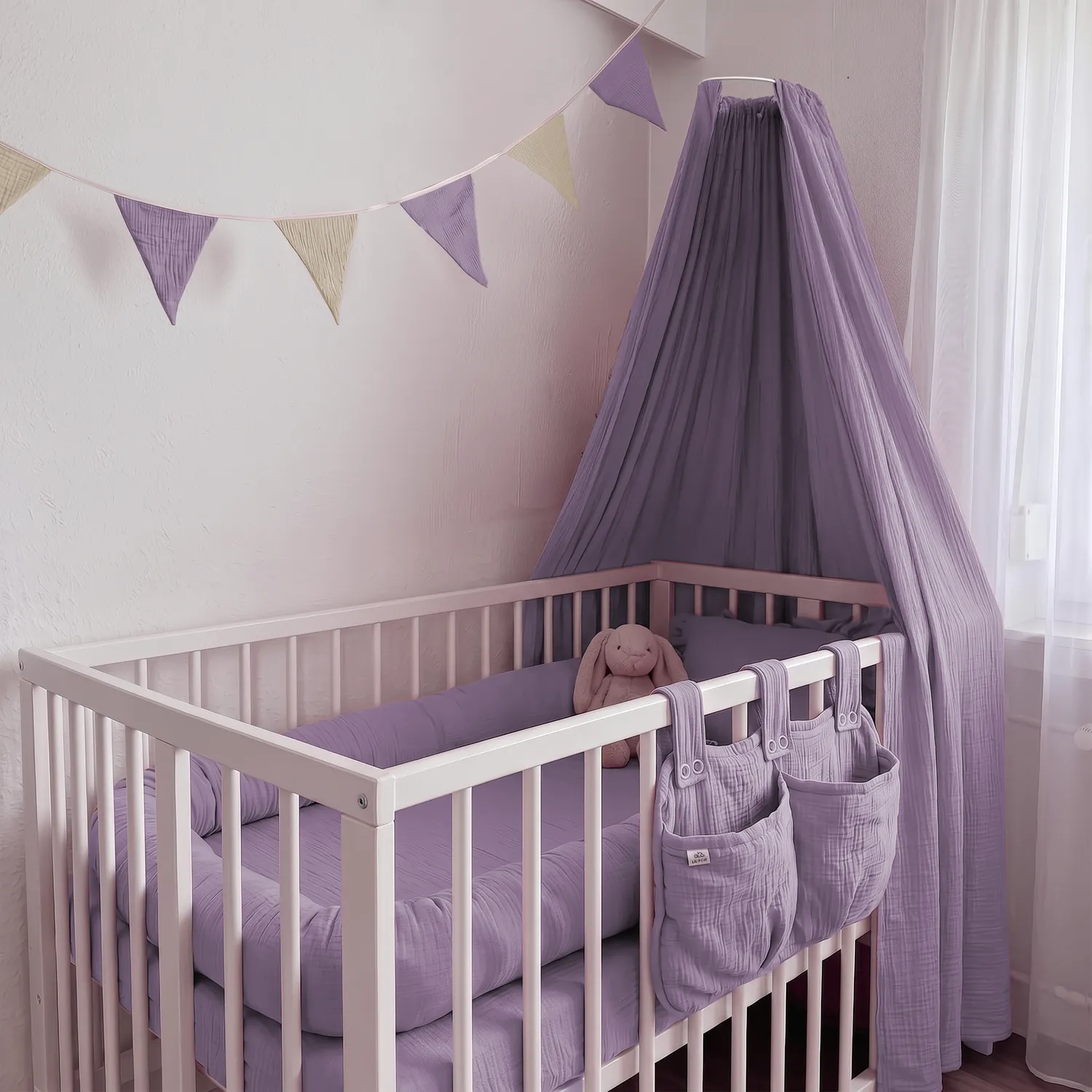 Lilimaus Babybett Set babyset 6-delig muslin met laken