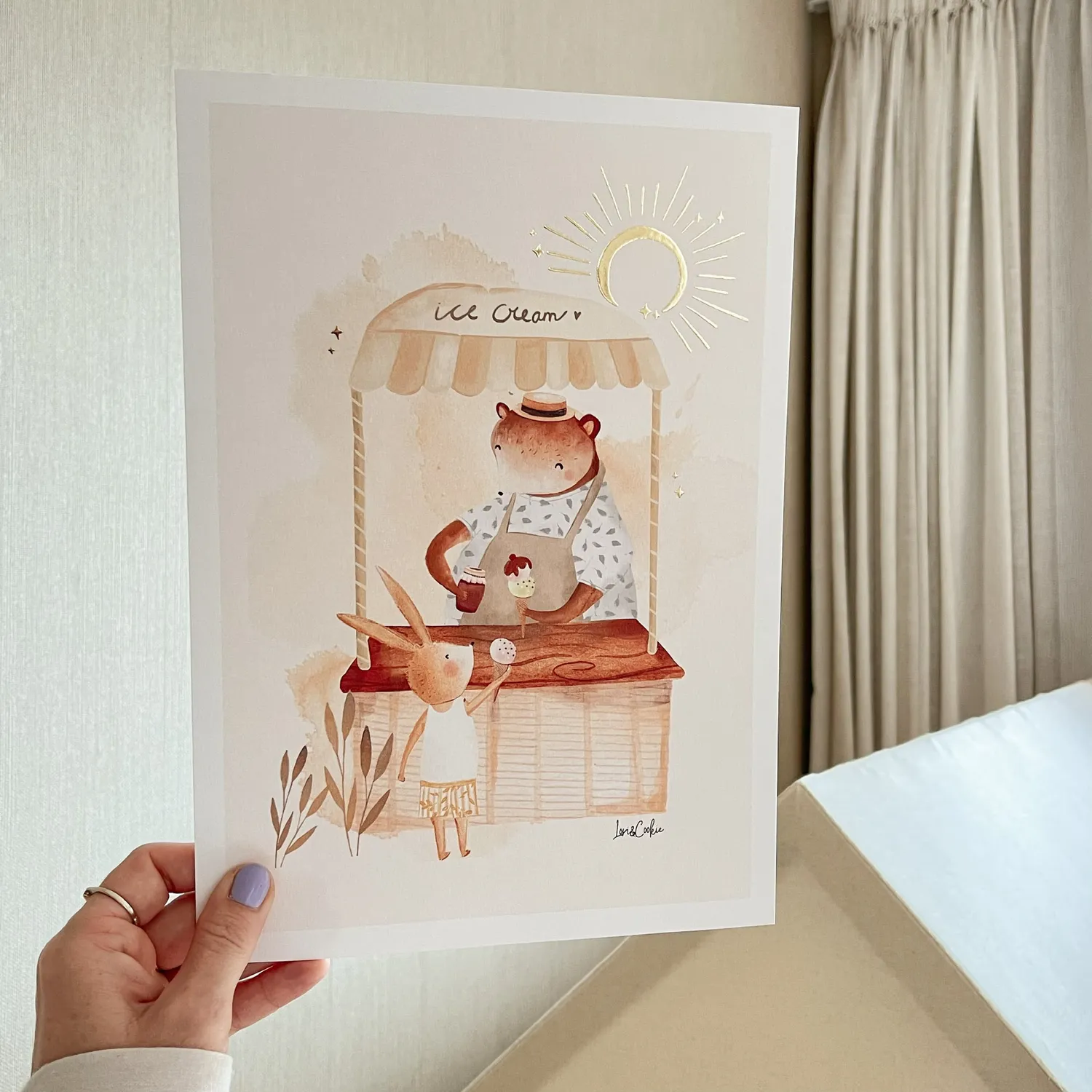 Lori & Cookie Kidsdeco De IJsco Kar poster goudfolie A4 vrolijk zomer
